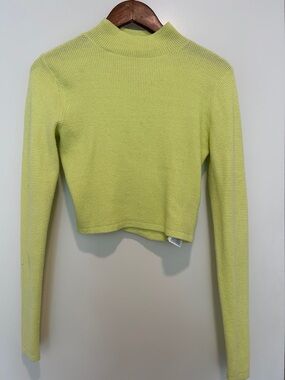 RVCA Bright Yellow/Green Waffle Knit Mock Neck Sweater